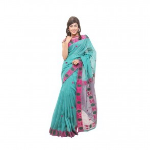 Ethnic Tangail Cotton handloom Sharee with gorgeous embroidery